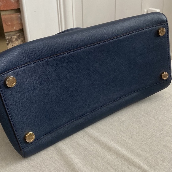 Michael Kors Navy Blue Coated Leather Satchel Handled Crossbody - Picture 7 of 11